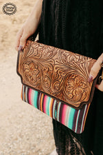 BayTown Leather Tooled Serape Purse Bag