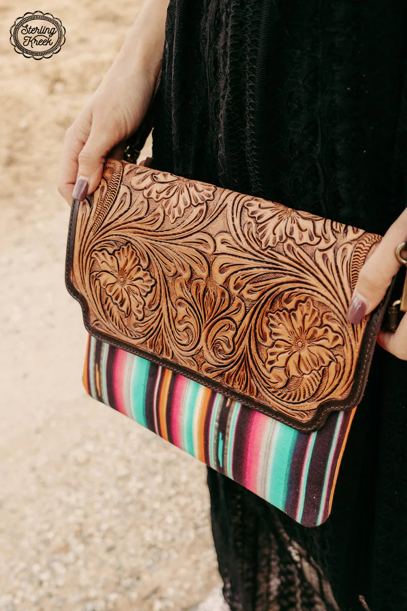 BayTown Leather Tooled Serape Purse Bag