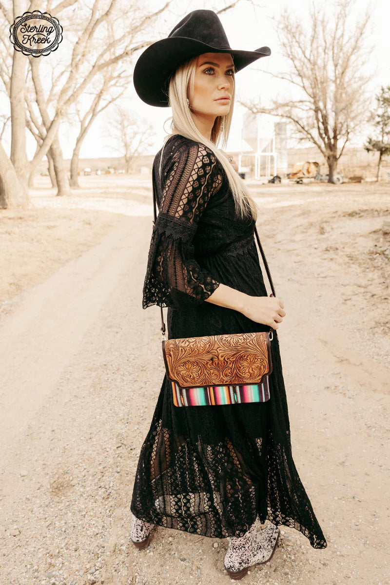 BayTown Leather Tooled Serape Purse Bag