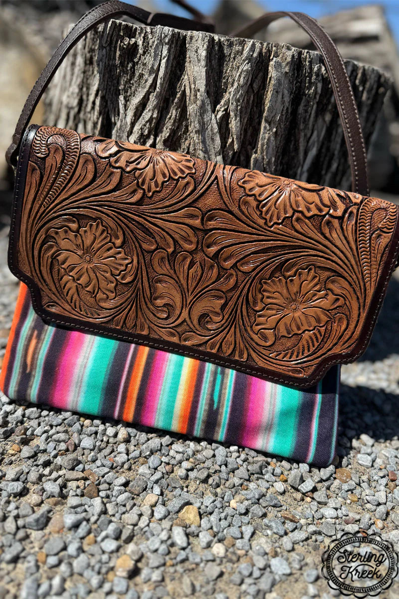BayTown Leather Tooled Serape Purse Bag