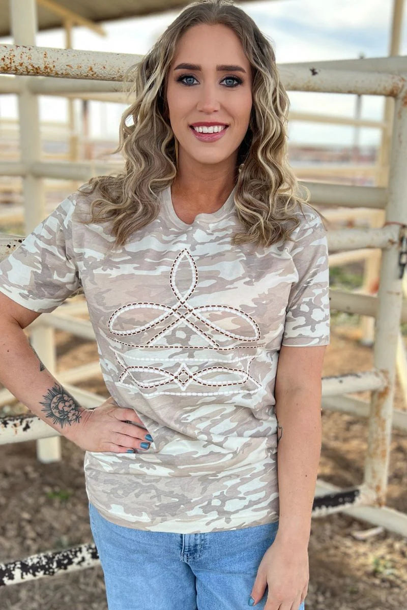 Camo Stitch Tee - Also in Plus Size
