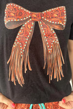 Kids- Tooled Bow Fringe Tee