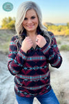 Crimson Valley Turquoise Aztec Pullover - Also in Plus Size