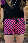 Elite Pink & Black Checkered Shorts - Also in Plus Size