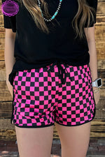 Elite Pink & Black Checkered Shorts - Also in Plus Size