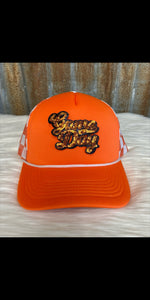 Sequin Game Day Checkered  Orange Cap
