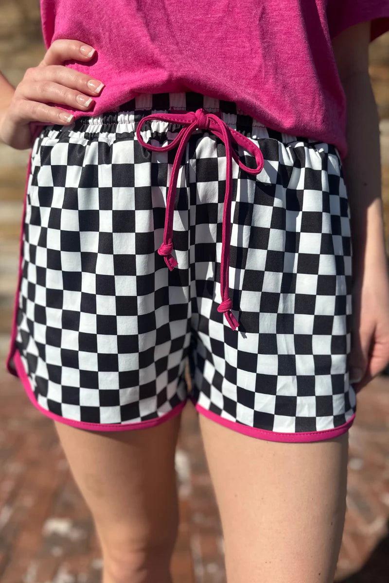 Race To The Top Checkered Shorts - Also in Plus Sizee