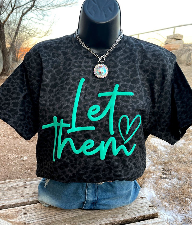 LET THEM turquoise Puff Print Leopard Tee - Also in Plus Size