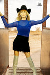 Reydon Royal Blue Rhinestone Mesh Layering Top