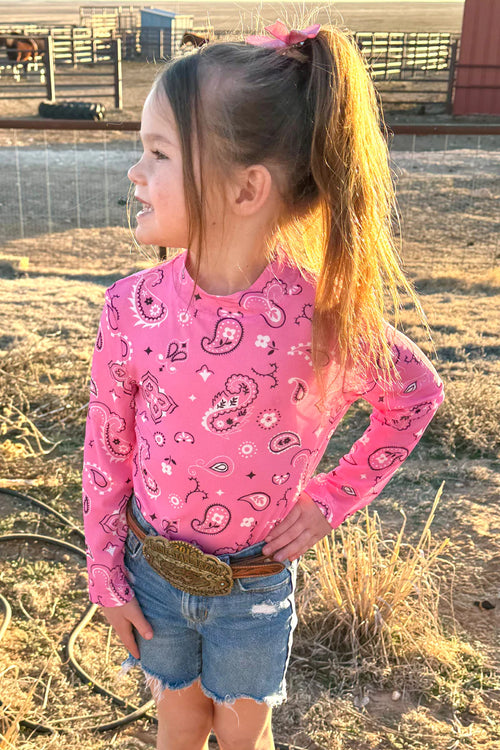 Kids Pink Bandana Mesh Top