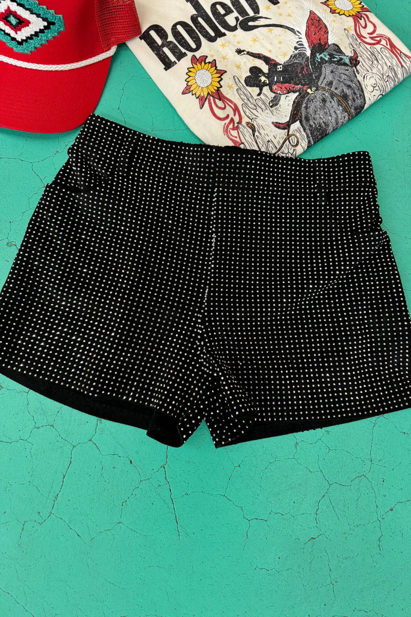 Brecken Black Rhinestone Shorts - Also in Plus Size