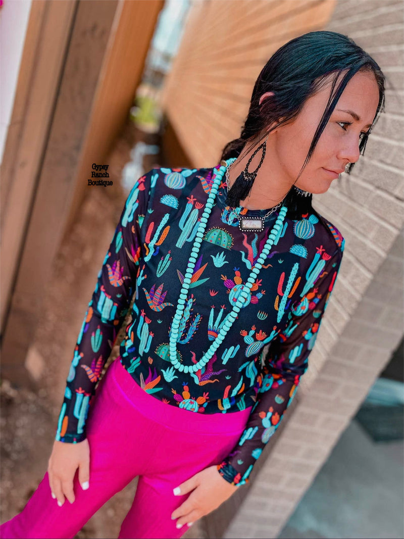 Cactus Festival Mesh Layering Top - Also in Plus Size