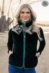 Shadow Valley Black Turquoise Aztec Vest - Also in Plus Size