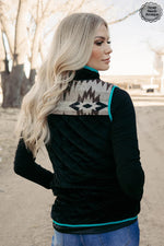 Shadow Valley Black Turquoise Aztec Vest - Also in Plus Size