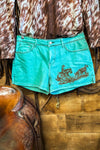 Turquoise Cowboy Cutter Shorts - Also in Plus Size