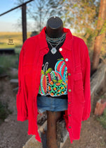 Rockin Red Rio Distressed Shacket - Also in Plus Size