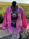 Hensley Pink Distressed Shacket - Also in Plus Size