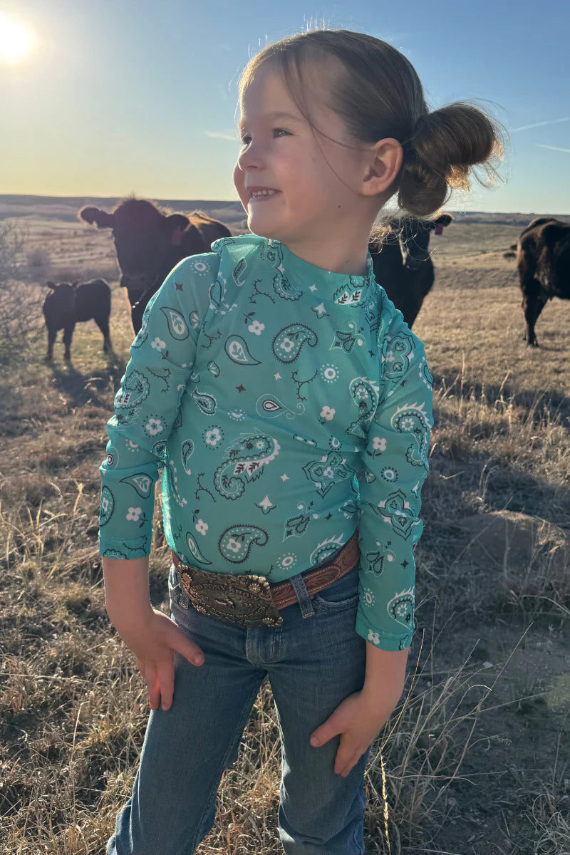 Kids Turquoise Bandana Mesh Top