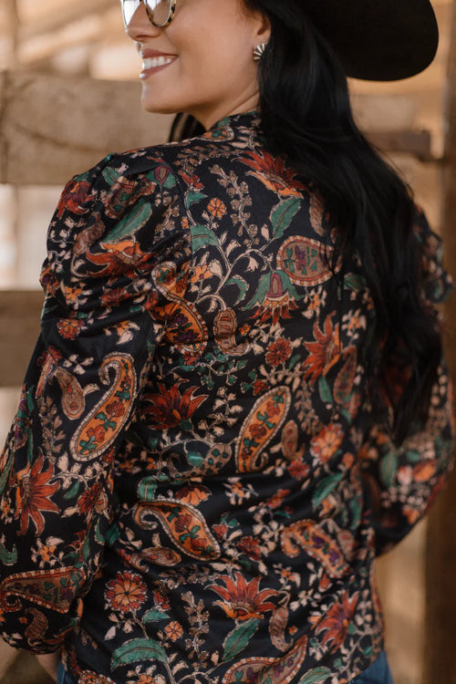 Bliss Paisley Puff  sleeve Top - Also in Plus Size