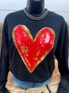 Lava Red Distressed Heart Long Sleeve Top - Also in Plus Size
