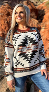 Rustic Mountain Aztec Sweater Top- Also in Plus Size