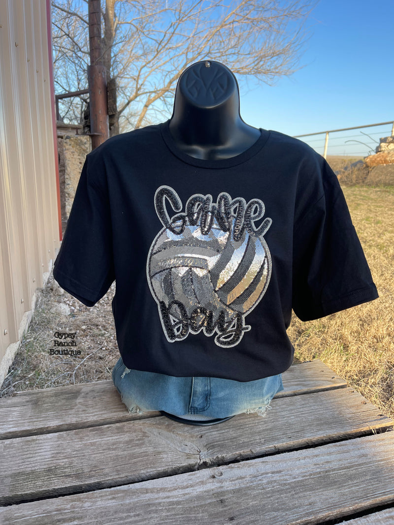 Game Day Volleyball Sequin Play Ball Tee - Also in Plus Size