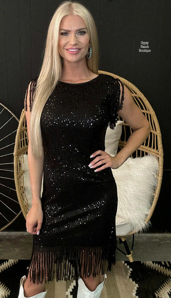 Athens Black Sequin Dress