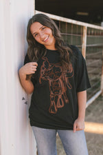 Ride Em Like You Stole Em Saddle Embroidered Top - Also in Plus Size