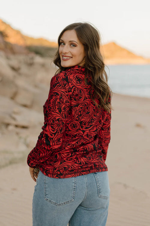 Tailgate Red & Black Tooled Pullover - Also in Plus Size