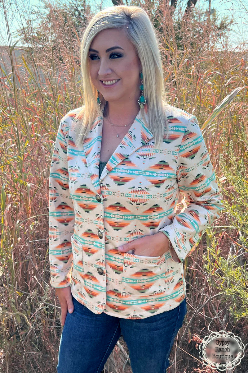 Making Memphis Aztec Suede Blazer Jacket - Also in Plus Size