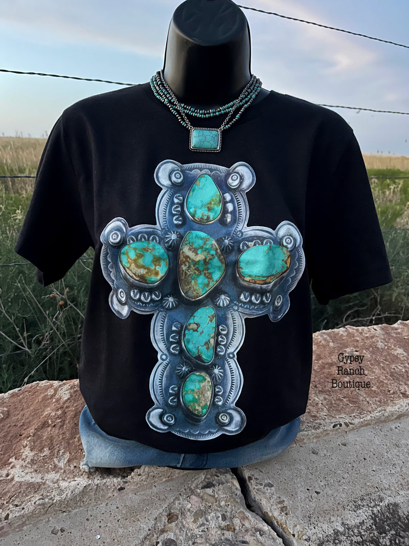 Dripping Springs Turquoise Cross Top - Also in Plus Size