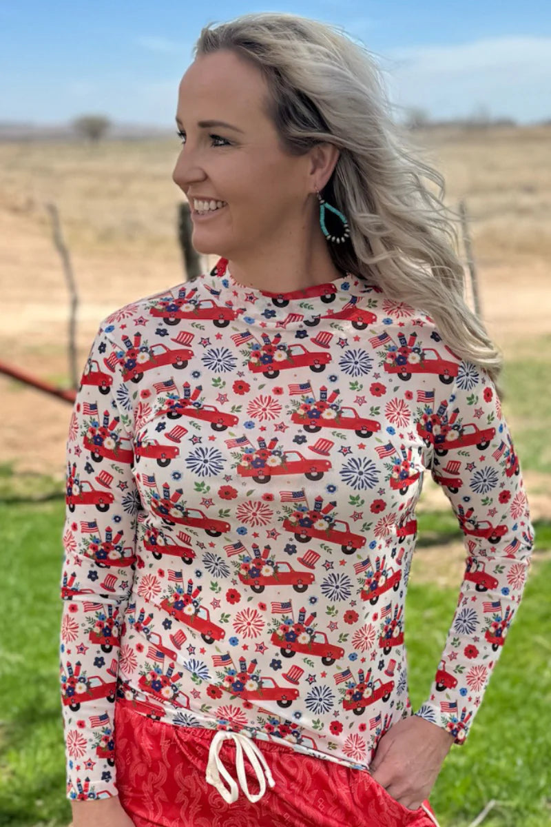 Freedom & Fireworks Mesh Layering Top - Also in Plus Size