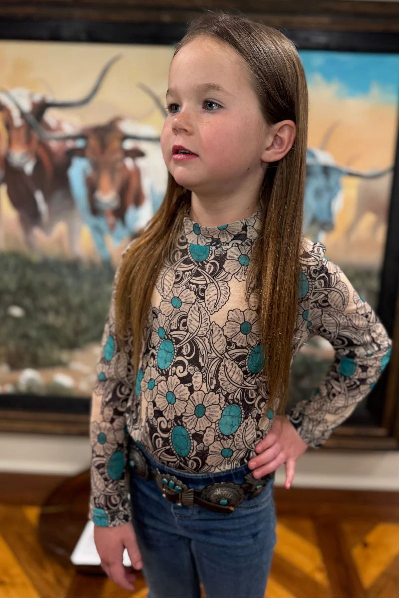 Kids Tooled Turquoise Mesh Top