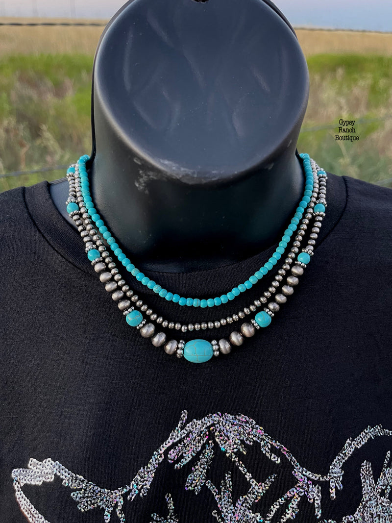 Portland Turquoise Navajo Pearl Layered Necklace