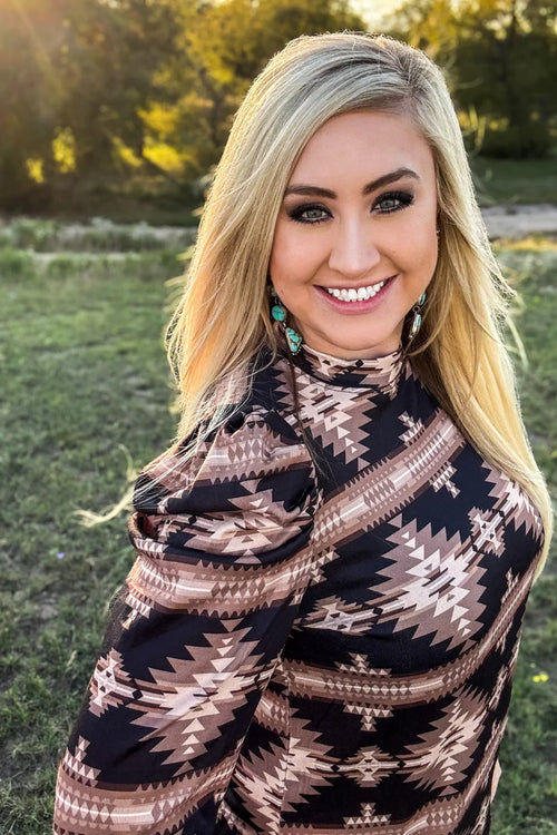 Laketon Aztec Puff sleeve Top - Also in Plus Size