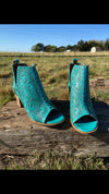 PREORDER - Sierra Vista Turquoise Tooled Leather Sandal Boot