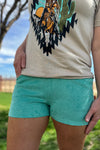Tulsa Turquoise Rhinestone Shorts - Also in Plus Size