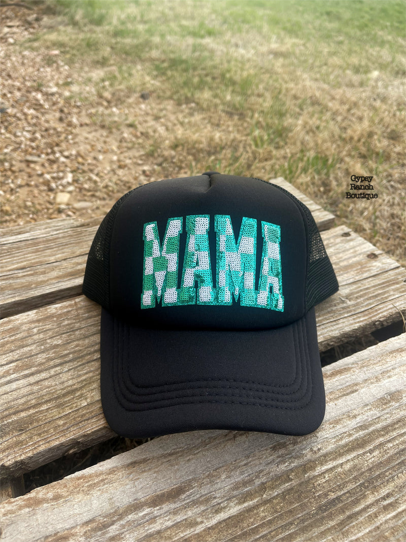 Turquoise MAMA Sequin Cap