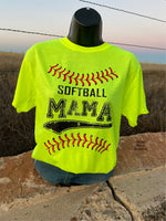 Mama Softball by the stitches on LIME Top - Also in Plus Size