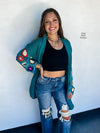 Tinsley Teal Crochet Cardigan - Also in Plus Size