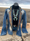 Tahoe Tooled Leather  Denim Blazer - Also in Plus Size