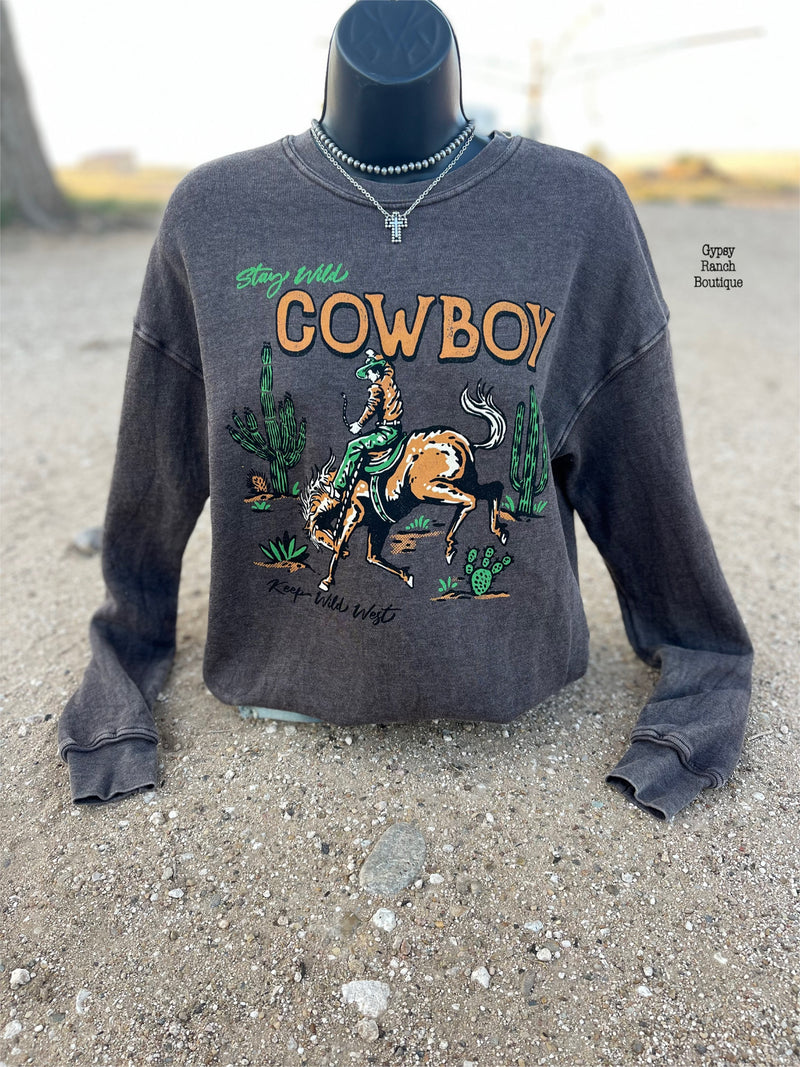 Stay Wild Cowboy Pullover Top - Also in Plus Size