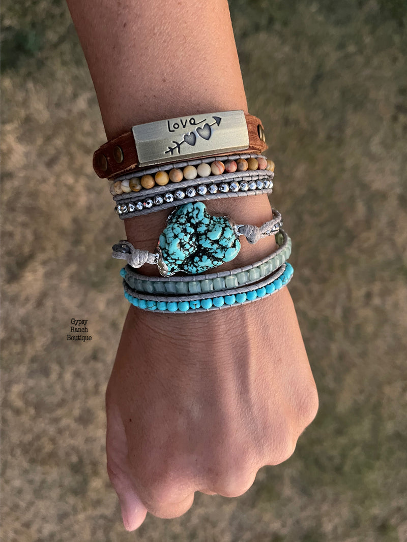 Love & Turquoise Wrap Bracelet Set