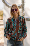 South Bound Tooled Aztec Pullover Top - Also in Plus Size