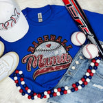 Baseball Mama Sequin Patch on Royal Blue Tee - Also in Plus Size