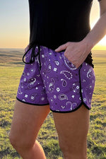 Bandana Babe Purple Shorts - Also in Plus Size