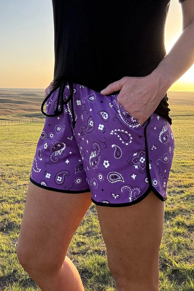 Bandana Babe Purple Shorts - Also in Plus Size