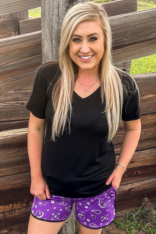 Bandana Babe Purple Shorts - Also in Plus Size