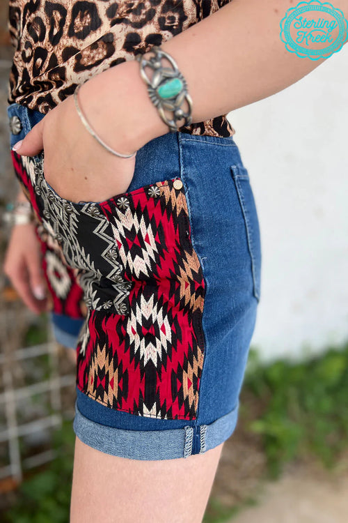 Leopard Western Patch Longer Shorts - Also in Plus Size
