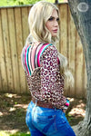 Plainview Serape Leopard Zip Up Top - Also in Plus Size